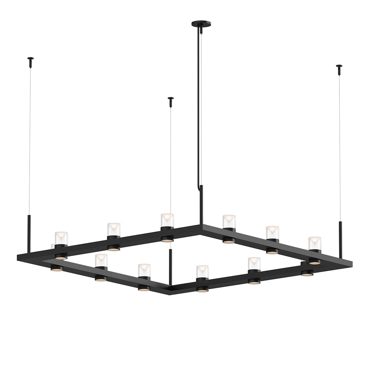 Sonneman Intervals® 4' Square LED Pendant with Clear w/Cone Uplight Trim