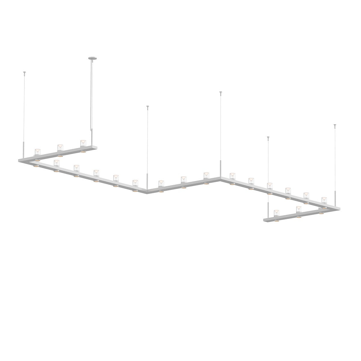 Sonneman Intervals® 4' x 16' Zig-Zag LED Pendant with Clear w/Cone Uplight Trim