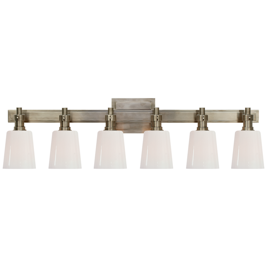 Visual Comfort & Co. Bryant Six-Light Linear Bath Sconce Vanity Lights Visual Comfort & Co. Antique Nickel  