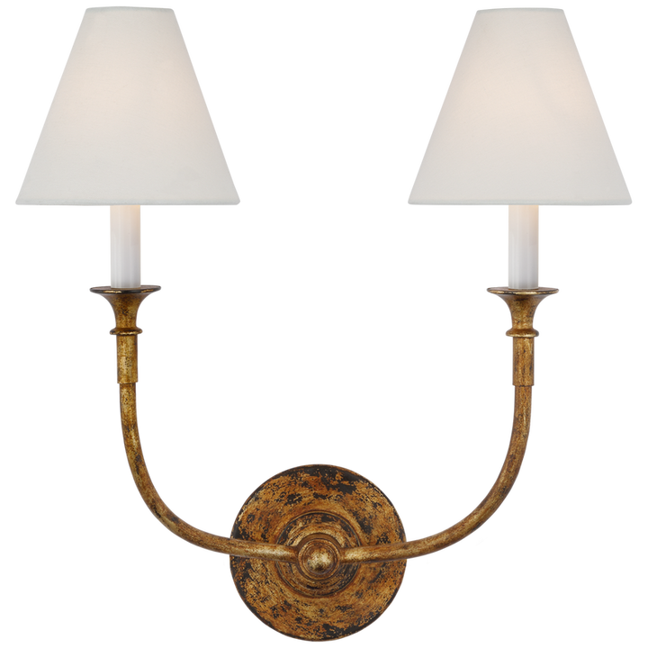 Visual Comfort & Co. Piaf Double Sconce Wall Sconces Visual Comfort & Co. Aged Iron  