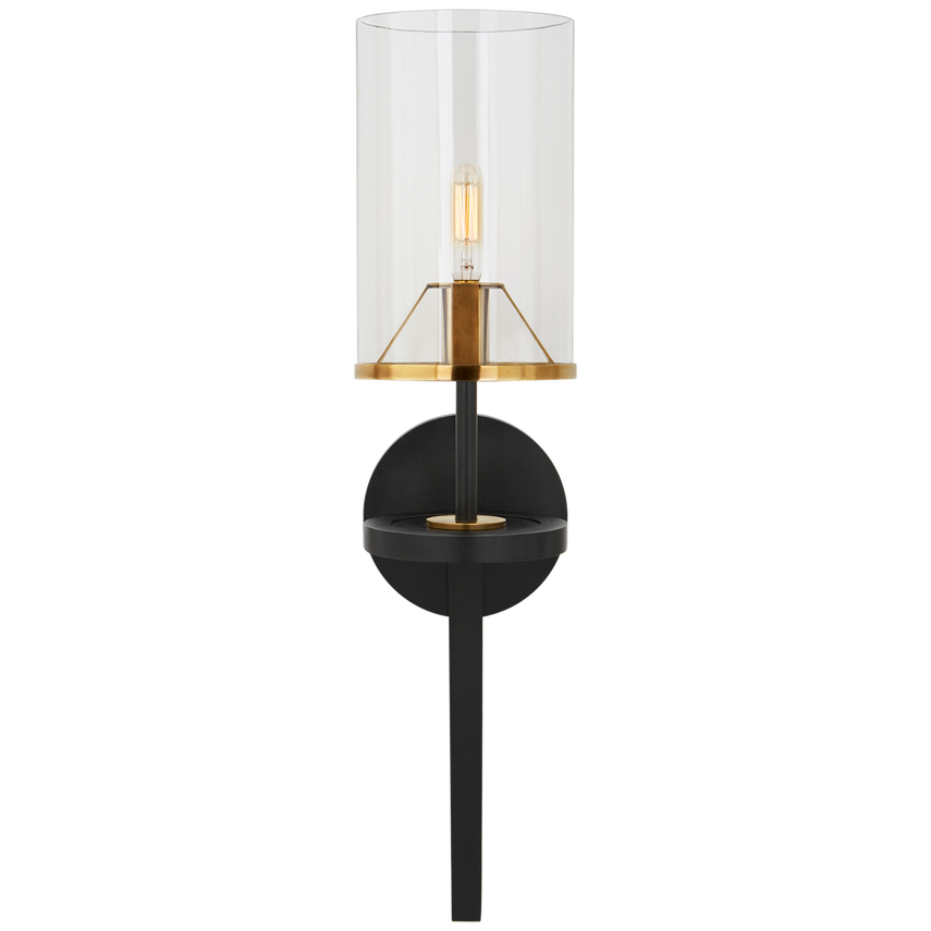 Visual Comfort & Co. Vivier Single Sconce Wall Lights Visual Comfort & Co. Blackened Iron and Hand-Rubbed Antique Brass  