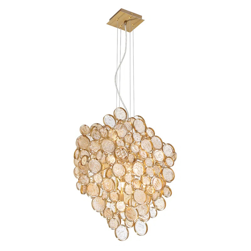 Trento 7-light Gold Chandelier with Amber Glass by Eurofase
