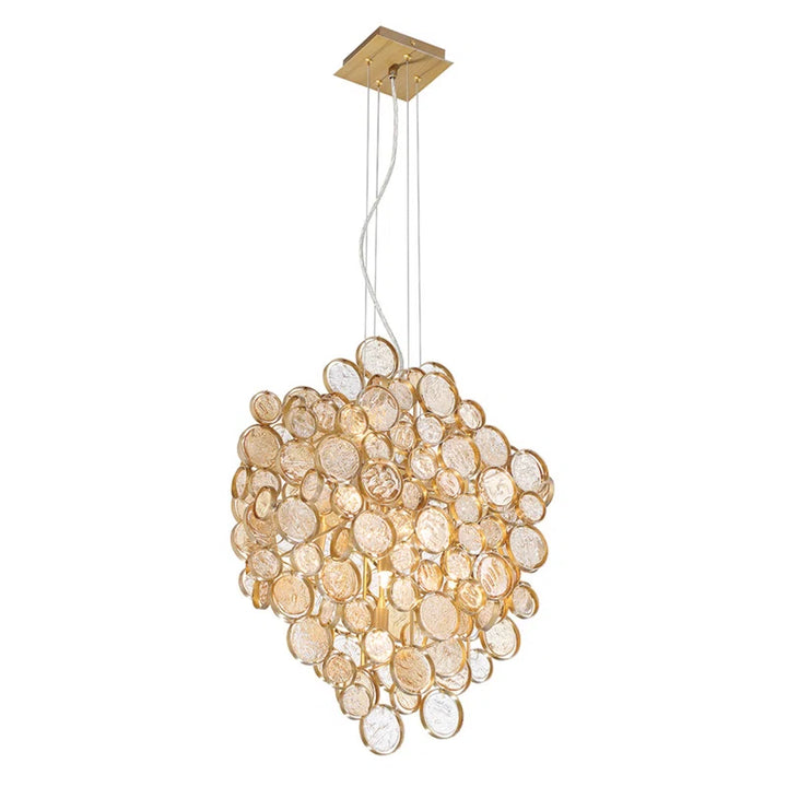 Trento 7-light Gold Chandelier with Amber Glass by Eurofase