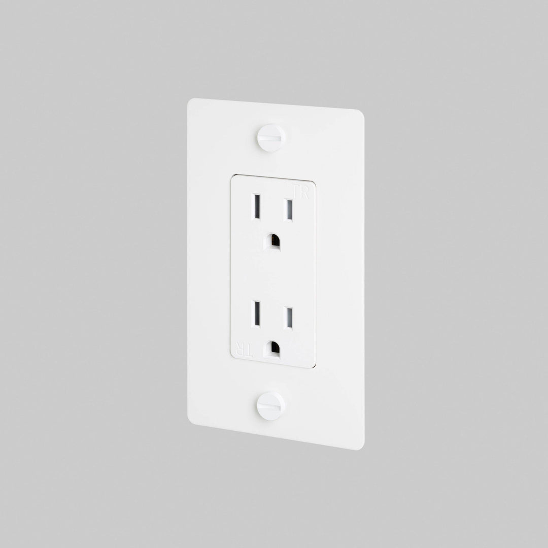 Buster + Punch 1 Gang Duplex Outlet Cross Knurl Without Logo White