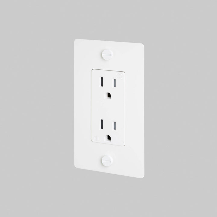 Buster + Punch 1 Gang Duplex Outlet Cross Knurl Without Logo White