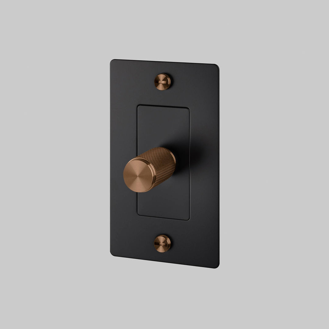 Buster + Punch 1 Gang Dimmer Incandescent Cross Knurl Without Logo Black Warm Sunset