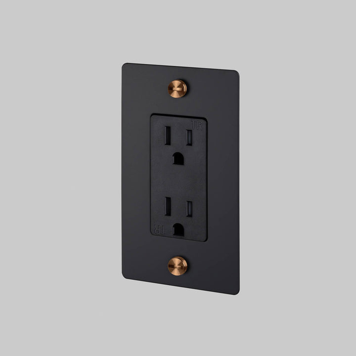 Buster + Punch 1 Gang Duplex Outlet Cross Knurl Without Logo Black Warm Sunset