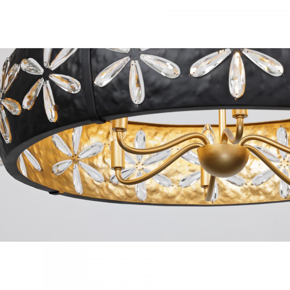 Venice 6-Light Chandelier in Metropolis Black and Gold by Breegan Jane by Savoy House