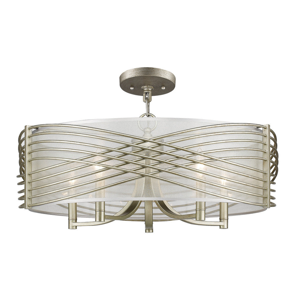 Golden Zara 5-Light Semi-Flush in White Gold