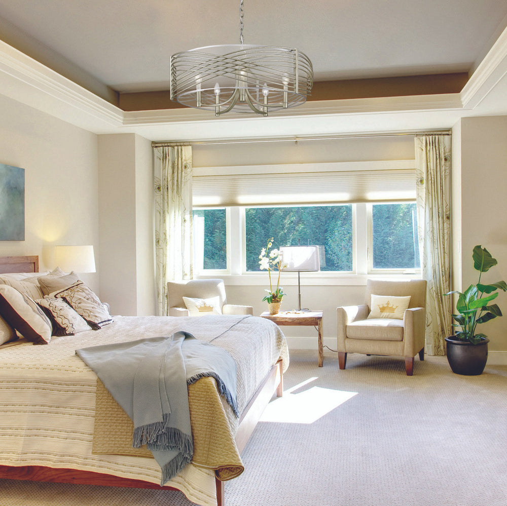 Golden Zara 5-Light Semi-Flush in White Gold