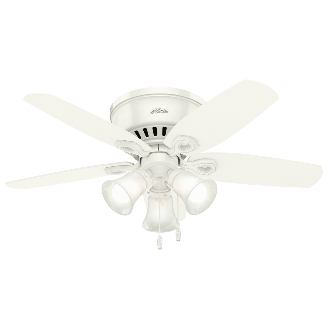 Hunter 42 inch Builder Low Profile Ceiling Fan with LED Light Kit and Pull Chain Trays Hunter