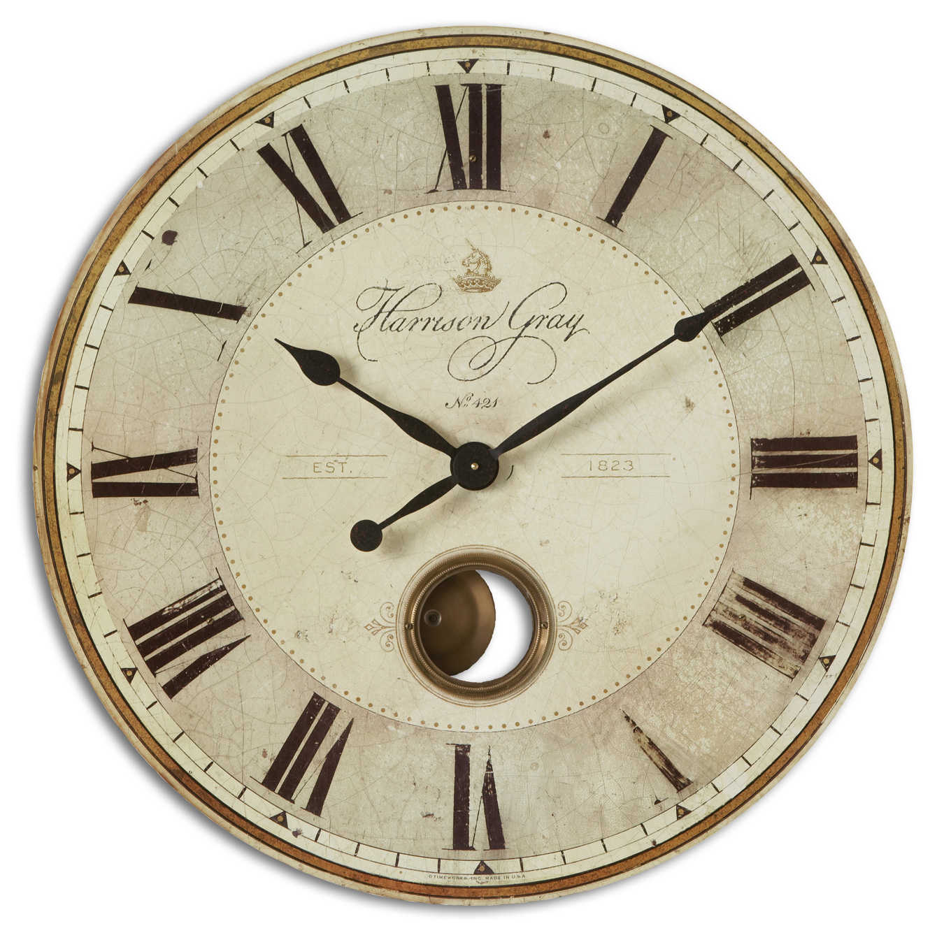 Uttermost Harrison Gray 30" Clock Décor/Home Accent Uttermost MDF, Brass, Aluminum  