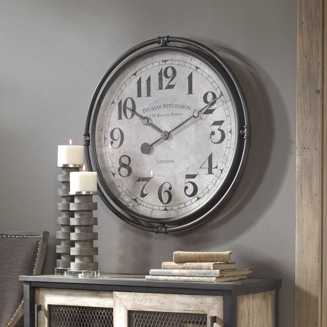 Uttermost Nakul Industrial Wall Clock Clocks Uttermost   