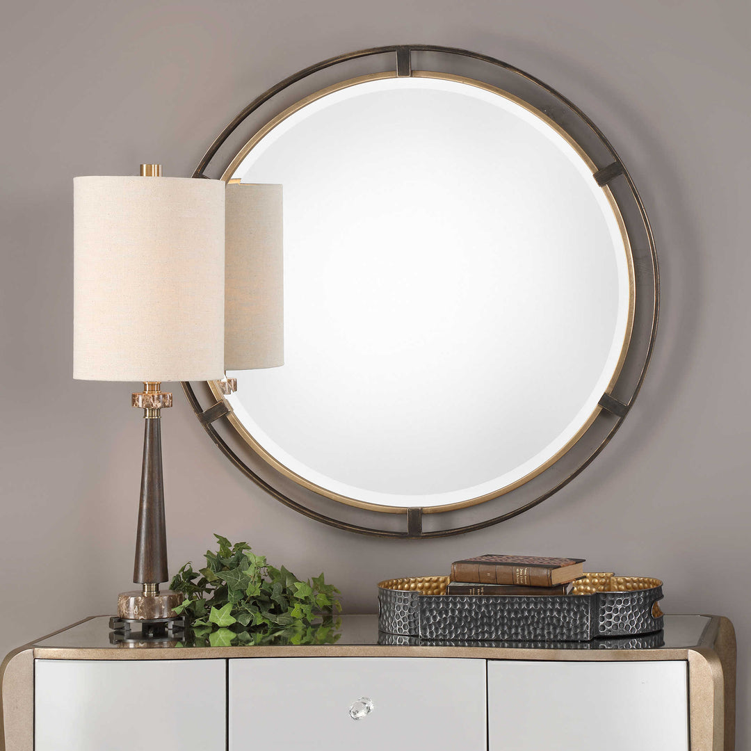 Uttermost Carrizo Bronze Round Mirror Mirrors Uttermost   