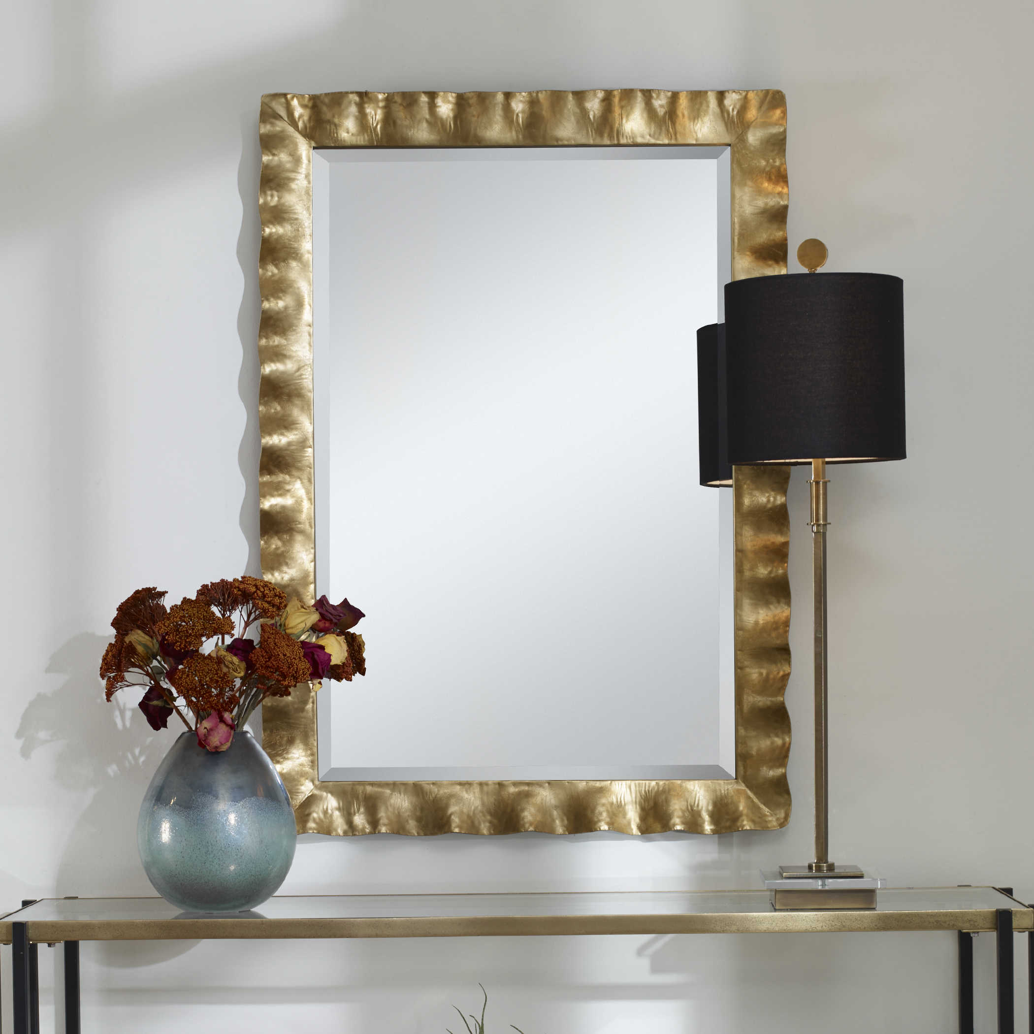 Uttermost Haya Scalloped Gold Mirror Mirror Uttermost   