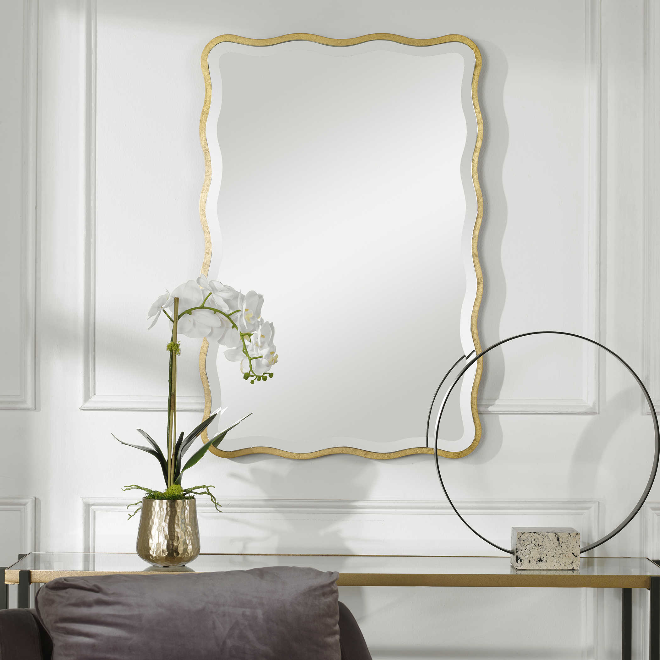 Uttermost Aneta Gold Scalloped Mirror Mirror Uttermost   