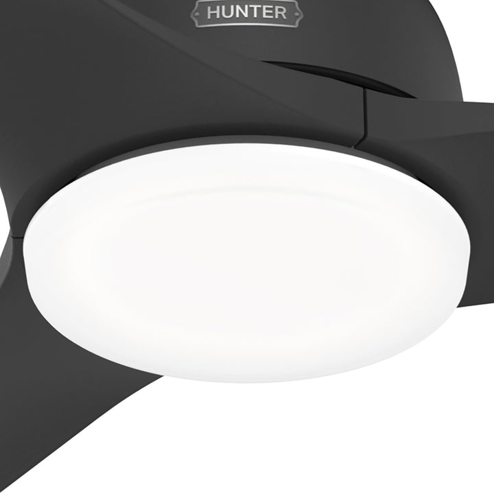 Hunter 52 inch Gallegos Damp Rated Ceiling Fan and Wall Control Indoor Ceiling Fans Hunter Matte Black Matte Black / Matte Black Painted Cased White