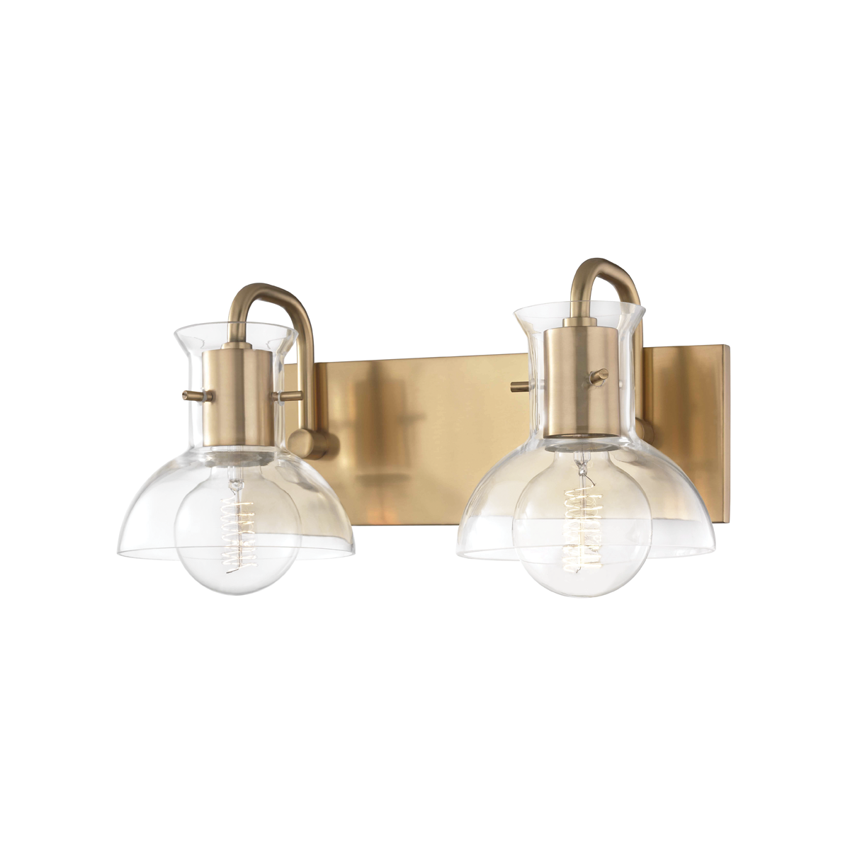 Hudson Valley Lighting Riley 2 Light Bath Bracket H111302 Wall Light Fixtures Mitzi Aged Brass  