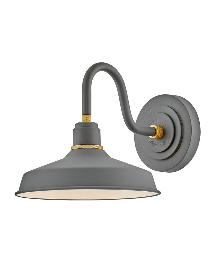 OUTDOOR FOUNDRY CLASSIC Gooseneck Barn Light Outdoor Wall Lights Hinkley Dark Matte Grey 13.25x9.25x9.5