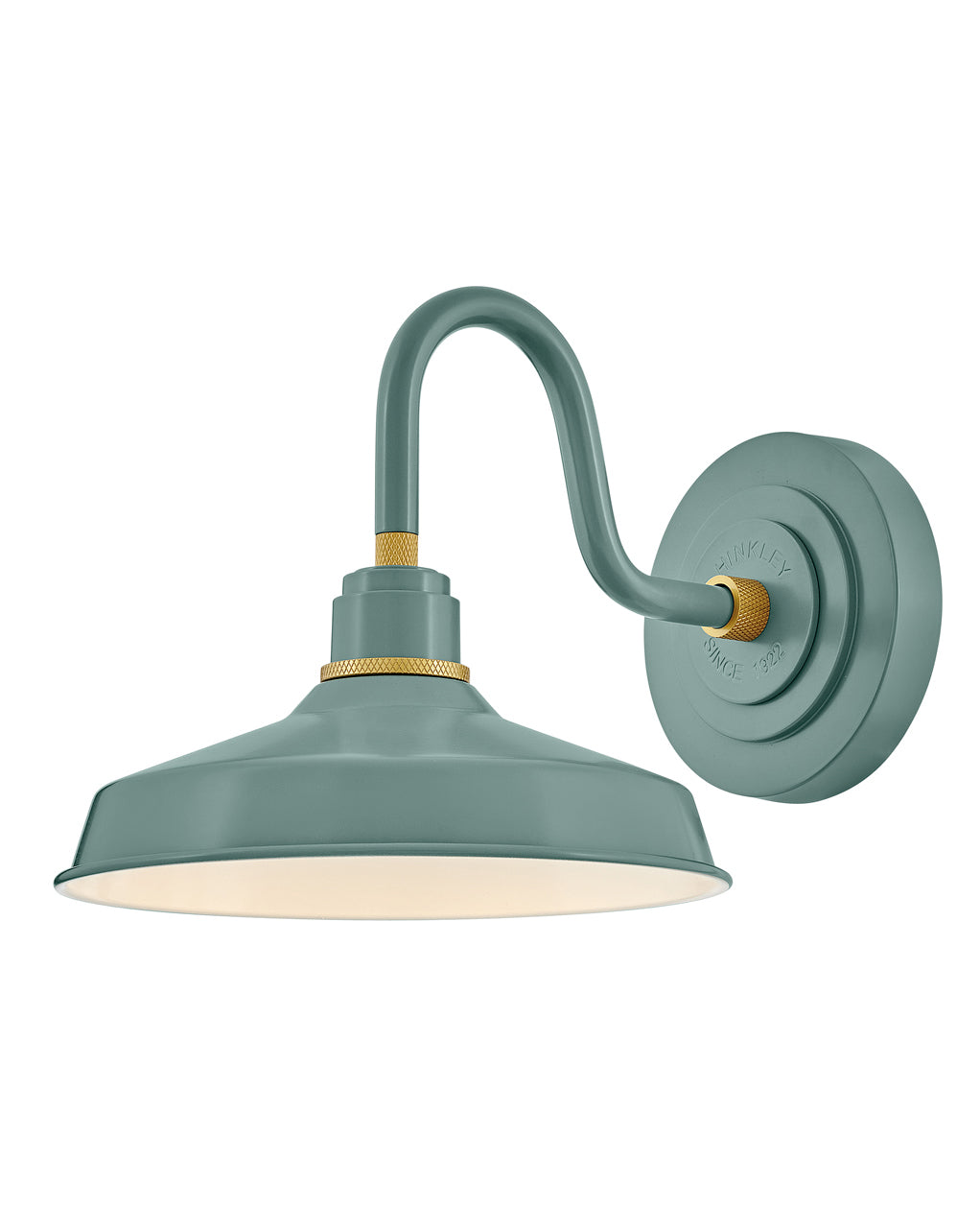 OUTDOOR FOUNDRY CLASSIC Gooseneck Barn Light Outdoor Wall Lights Hinkley Sage Green 13.25x9.5x9.25