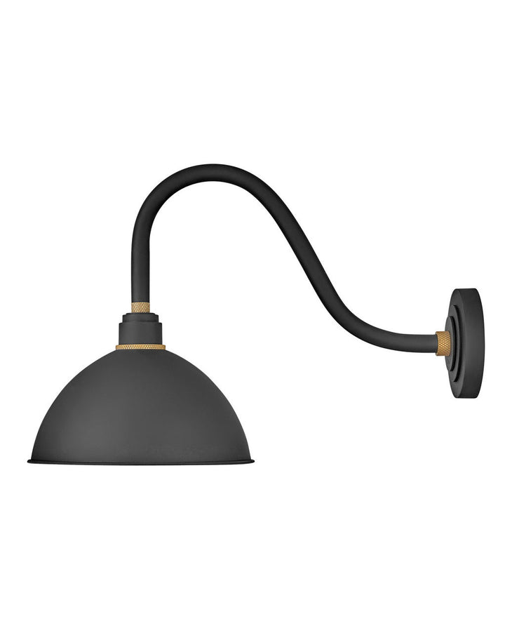 OUTDOOR FOUNDRY DOME Gooseneck Barn Light Outdoor Wall Lights Hinkley Textured Black 24.0x12.0x17.0