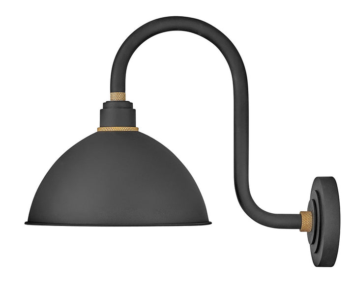 OUTDOOR FOUNDRY DOME Tall Gooseneck Barn Light Outdoor Wall Lights Hinkley Textured Black 20.0x12.0x17.0