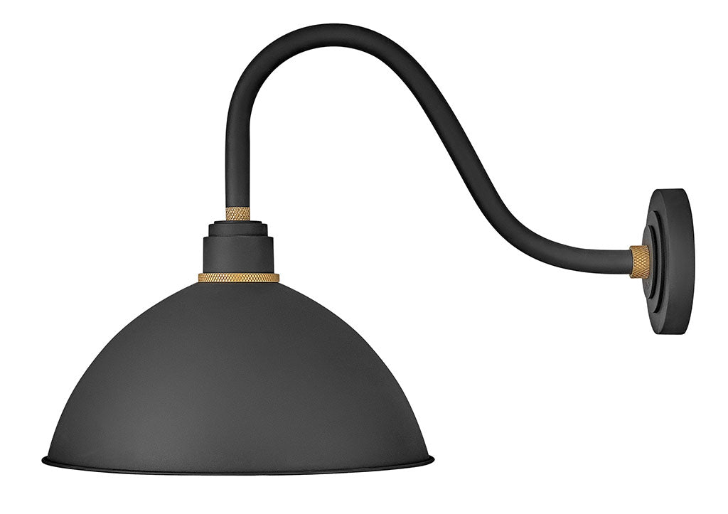 OUTDOOR FOUNDRY DOME Gooseneck Barn Light Outdoor Wall Lights Hinkley Textured Black 26.0x16.0x18.0