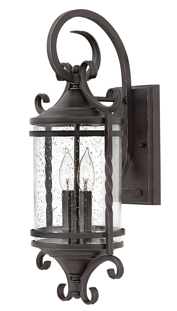 OUTDOOR CASA Wall Mount Lantern Outdoor Wall Lights Hinkley Olde Black with Clear Seedy glass 9.5x9.75x21.5 