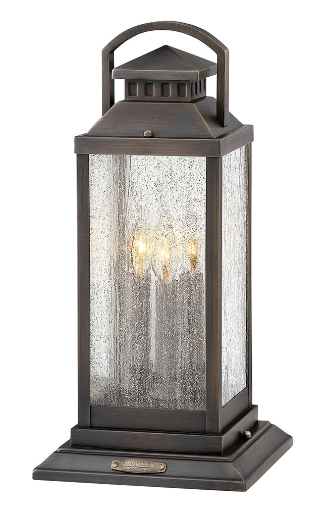 OUTDOOR REVERE Pier Mount Lantern Outdoor Wall Lights Hinkley Blackened Brass 9.75x9.75x20.25 