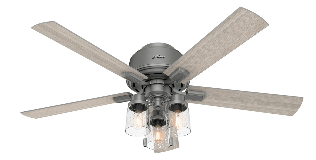 Hunter 52 inch Hartland Low Profile Ceiling Fan with LED Light Kit and Pull Chain Indoor Ceiling Fans Hunter