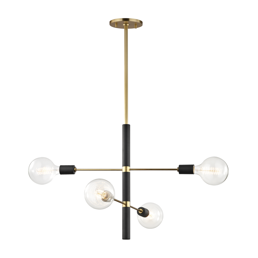 Hudson Valley Lighting Astrid 4 Light Chandelier H178804 Chandeliers Mitzi Aged Brass/Black  