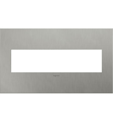 Adorne Brushed Stainless Steel Wall Plate Wall Plates Legrand Brushed Stainless Steel 4-Gang 