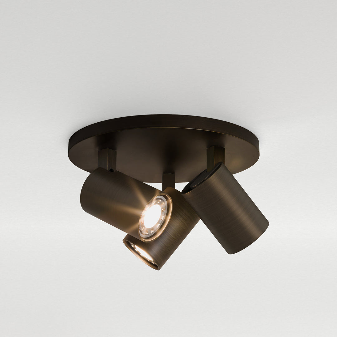 Astro Lighting Ascoli Triple Round Wall Sconces Astro Lighting 5.12xx Bronze No, GU10