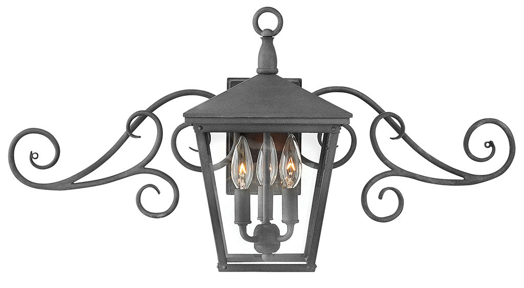 OUTDOOR TRELLIS Wall Mount Lantern with Scroll Outdoor Wall Lights Hinkley   