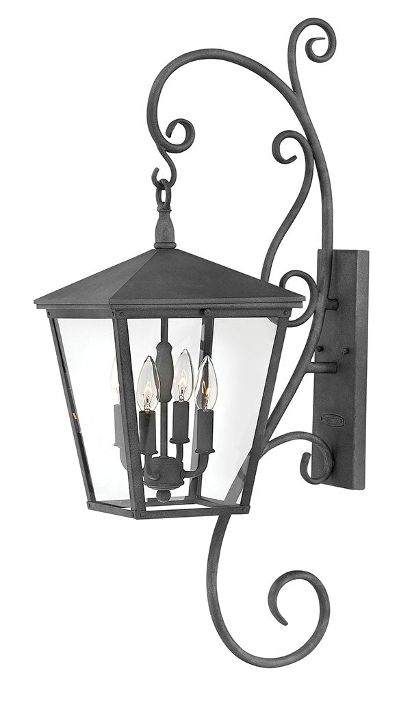 OUTDOOR TRELLIS Wall Mount Lantern with Scroll Outdoor Wall Lights Hinkley Aged Zinc 16.5x11.0x35.75 