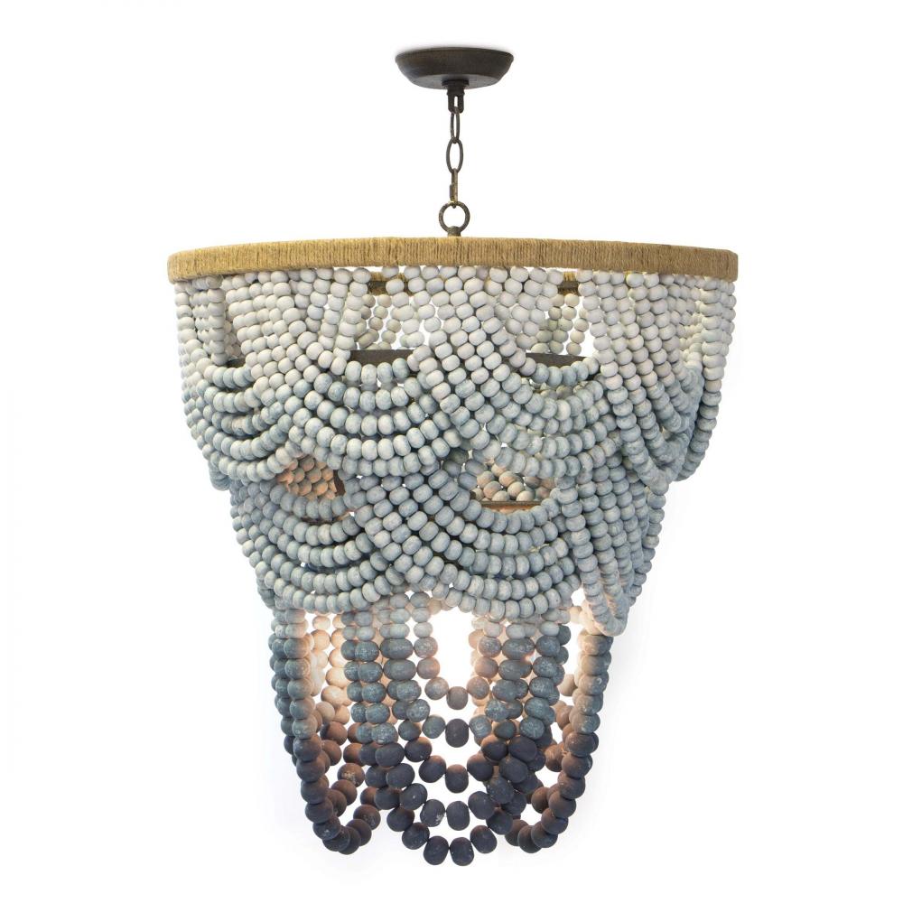 Regina Andrew Coastal Living Ombre Wood Bead Chandelier 16-1179 Chandeliers Regina Andrew Blue  