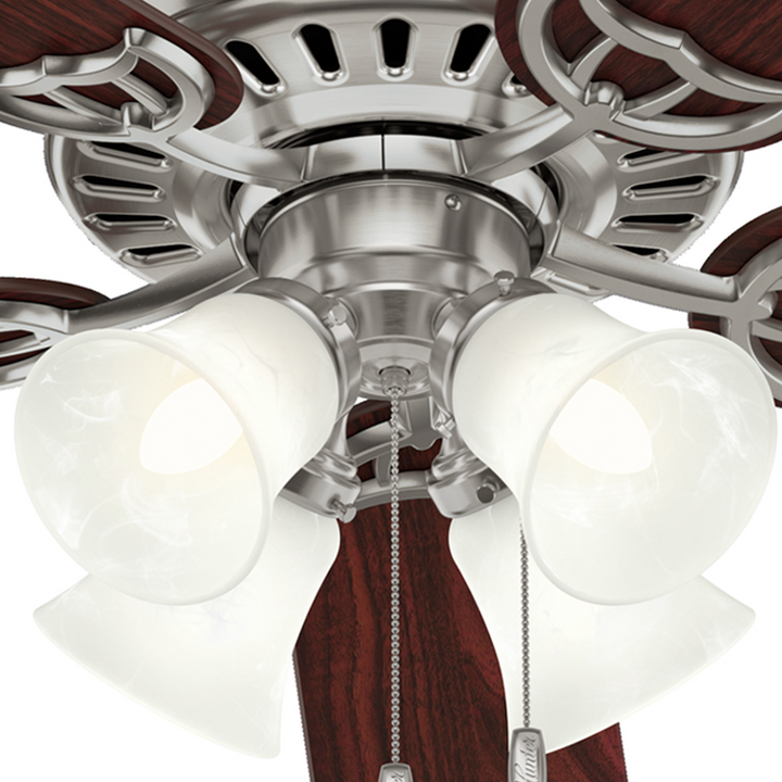 Hunter 52 inch Studio Series Ceiling Fan with LED Light Kit and Pull Chain Indoor Ceiling Fans Hunter Brushed Nickel Cherry / Maple Clear Frosted