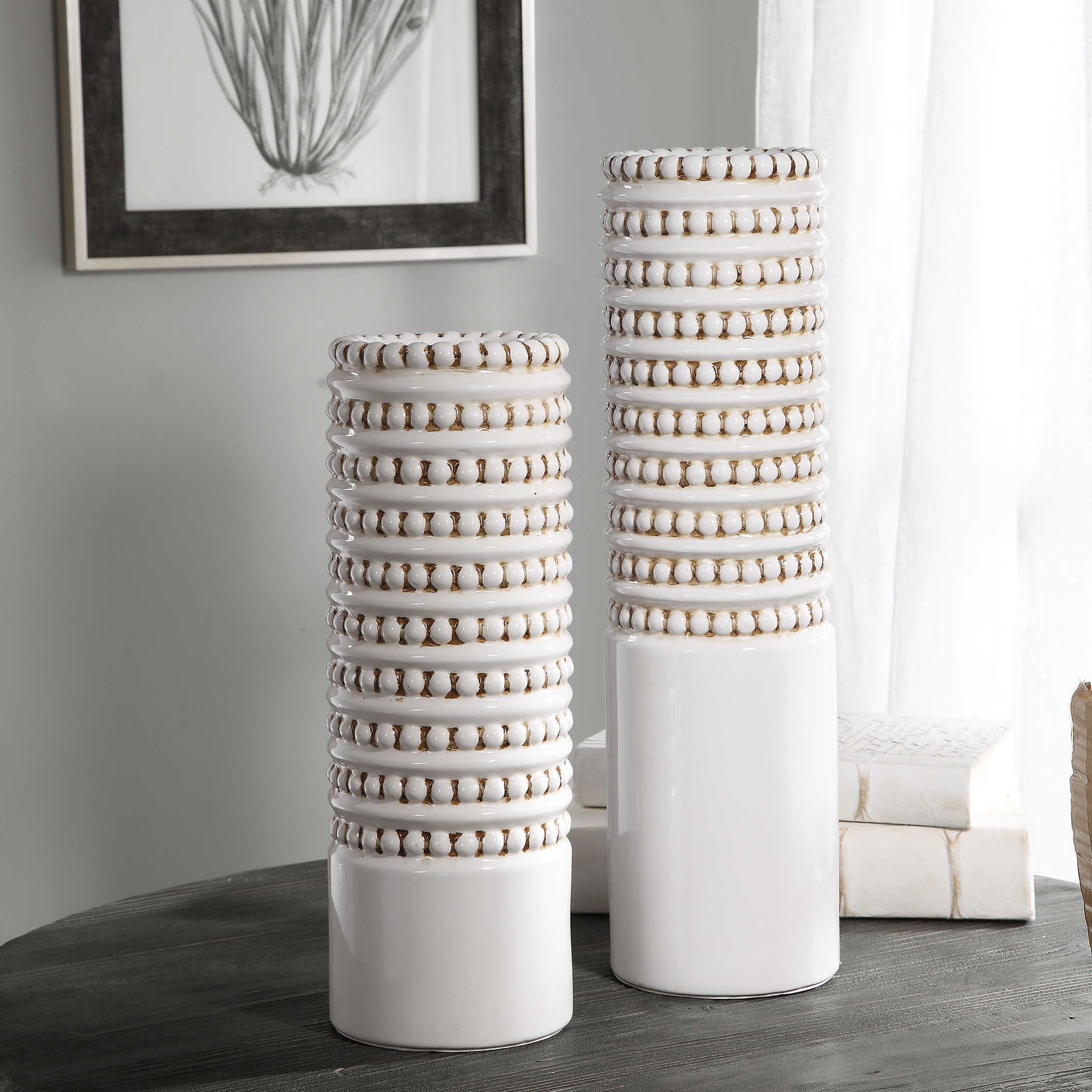 Uttermost Angelou White Vases, Set/2 Décor/Home Accent Uttermost Ceramic  