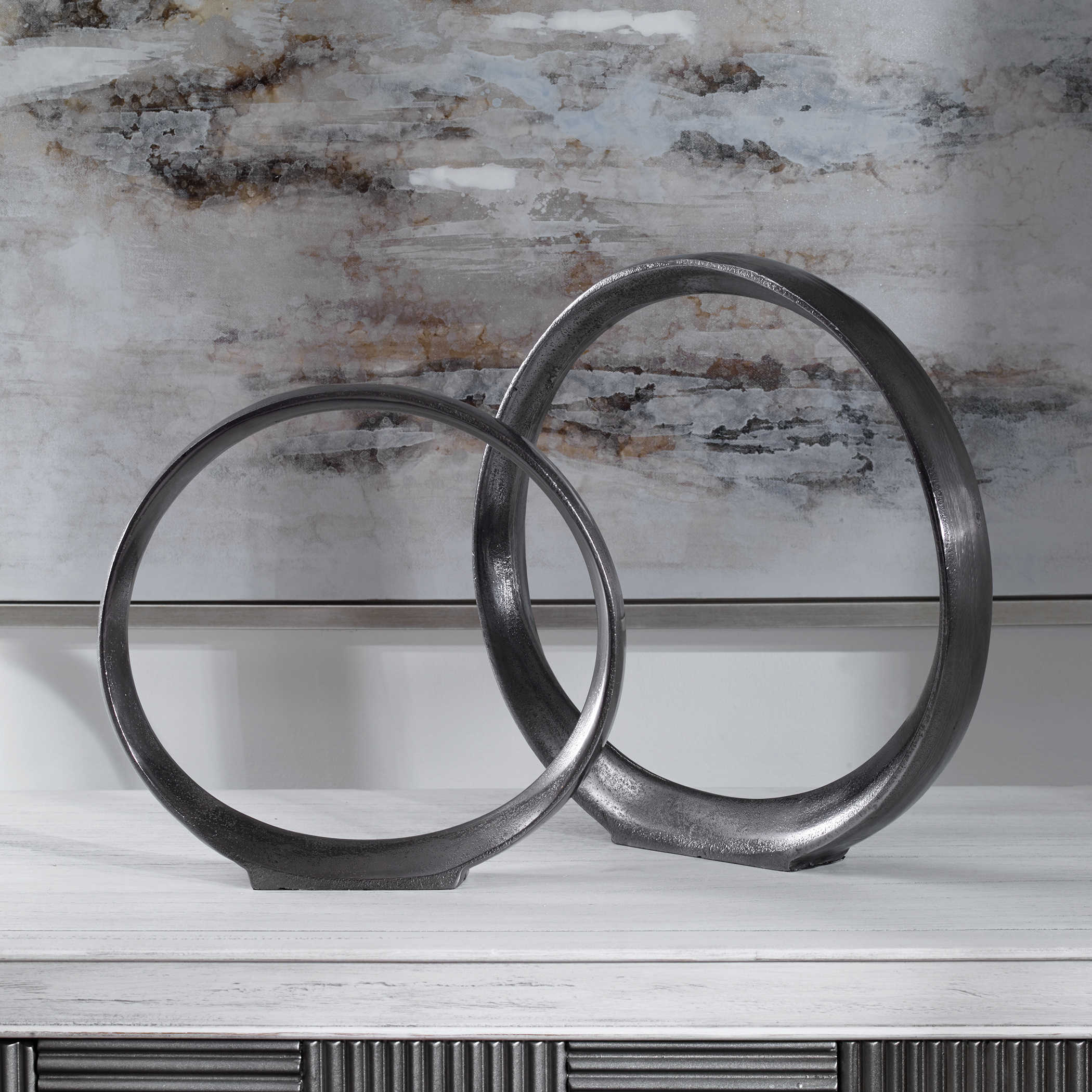 Uttermost Orbits Black Ring Sculptures, S/2 Décor/Home Accent Uttermost Aluminum  