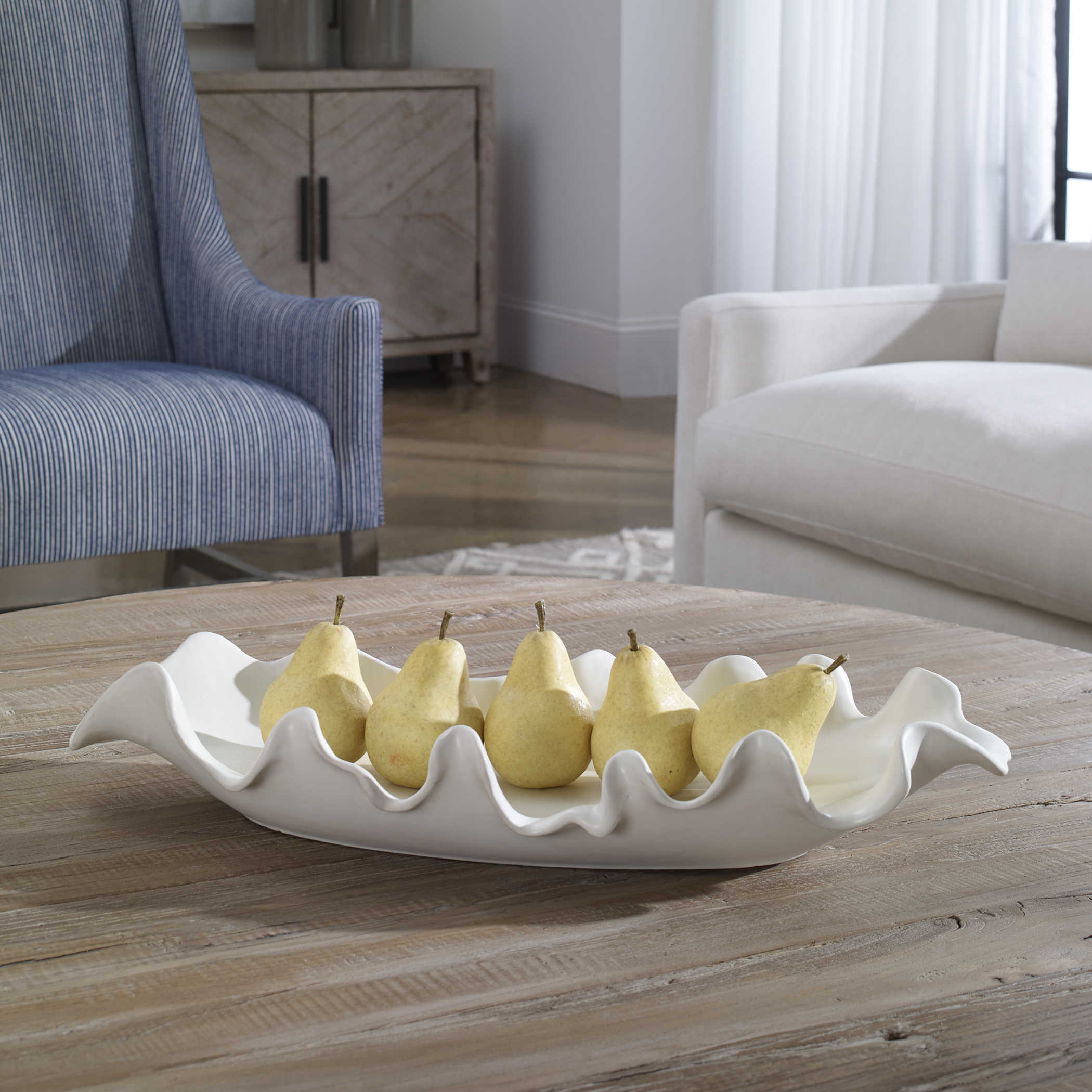 Uttermost Ruffled Feathers Modern White Bowl