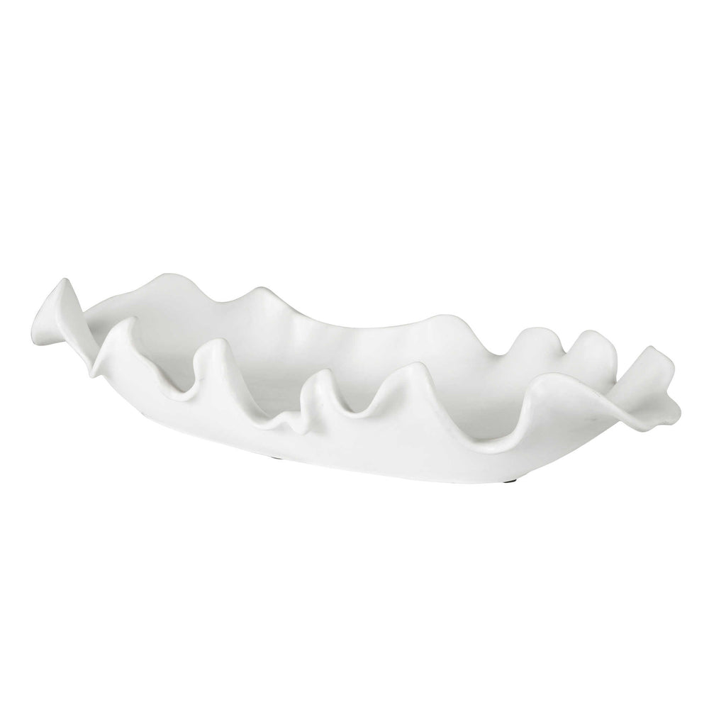 Uttermost Ruffled Feathers Modern White Bowl Bowls Uttermost EARTHENWARE  