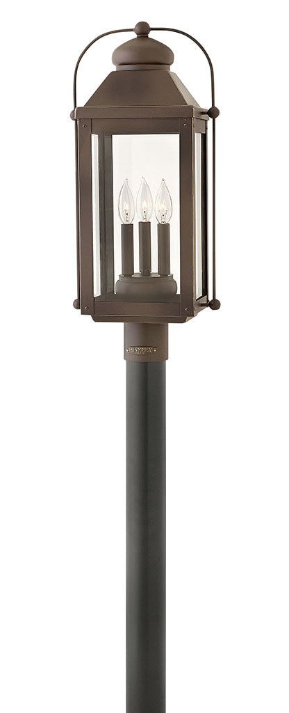 ANCHORAGE-Large Post Top or Pier Mount Lantern Outdoor l Post/Pier Mounts Hinkley Light Oiled Bronze  