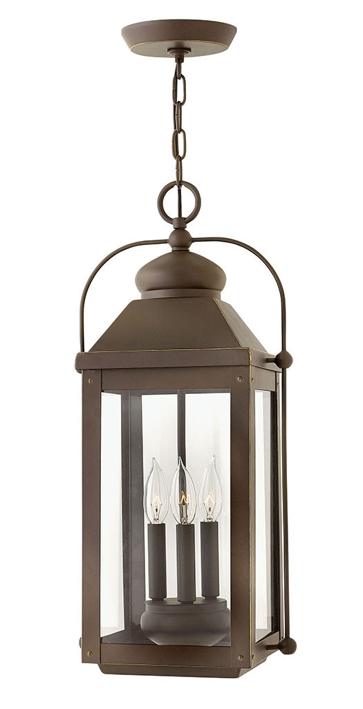 OUTDOOR ANCHORAGE Hanging Lantern Outdoor Hanging Lights Hinkley Light Oiled Bronze 11.0x11.0x23.75 