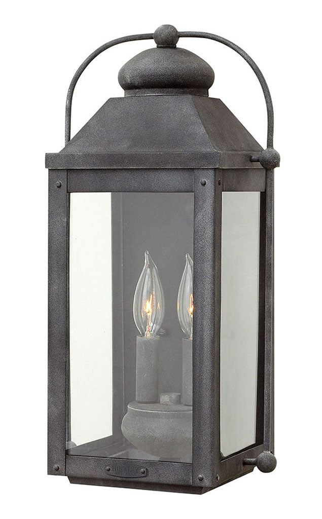 OUTDOOR ANCHORAGE Wall Mount Lantern Outdoor Wall Lights Hinkley Aged Zinc 7.75x9.25x17.75 