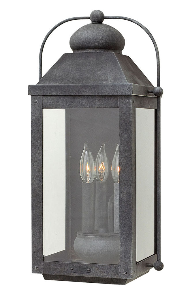 OUTDOOR ANCHORAGE Wall Mount Lantern Outdoor Wall Lights Hinkley Aged Zinc 9.0x11.0x21.25 