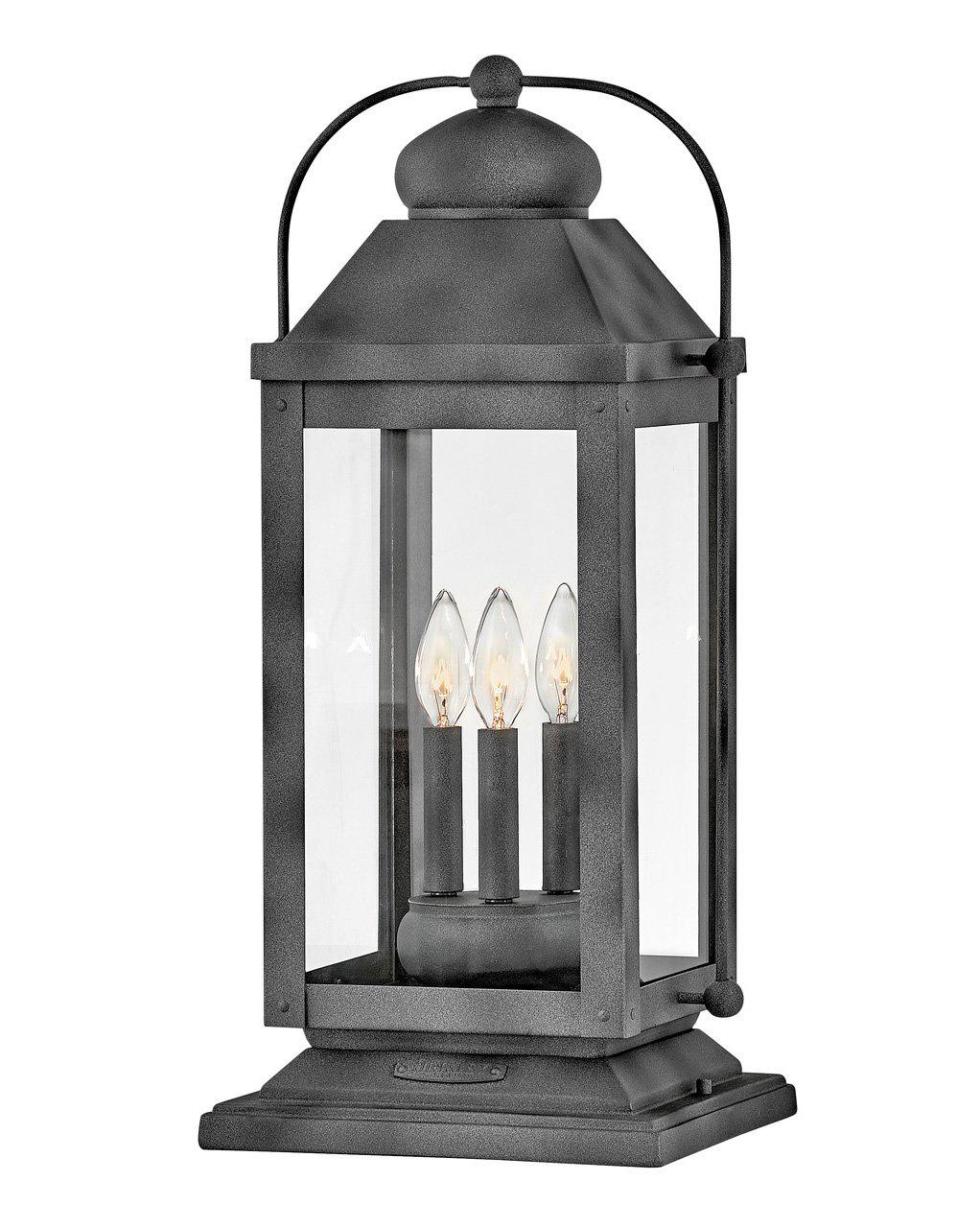ANCHORAGE-Large Pier Mount Lantern Outdoor l Wall Hinkley Aged Zinc  