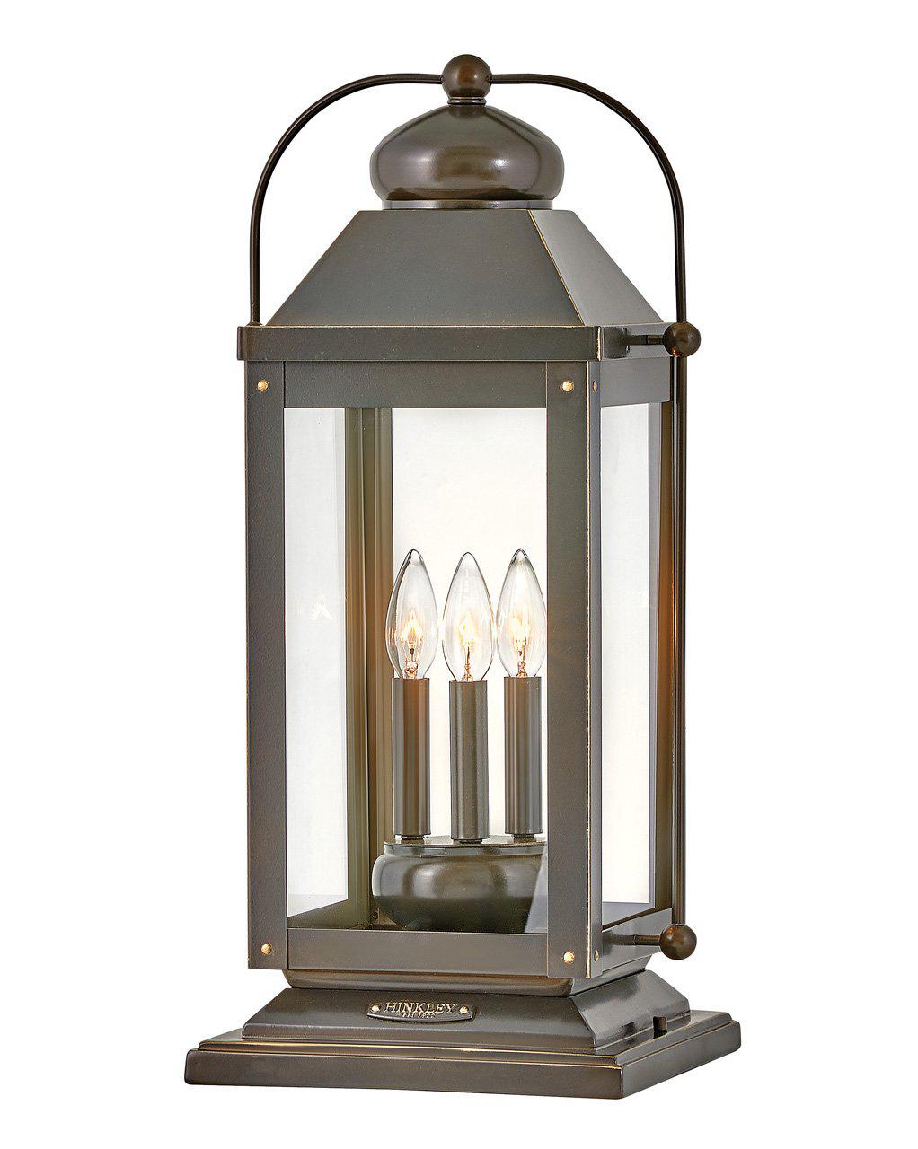 ANCHORAGE-Large Pier Mount Lantern Outdoor l Wall Hinkley Light Oiled Bronze  