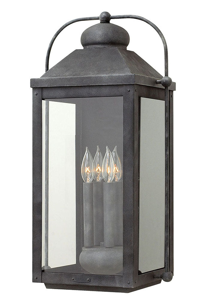 OUTDOOR ANCHORAGE Large Wall Mount Lantern Outdoor Wall Lights Hinkley Aged Zinc 10.75x13.0x25.0 