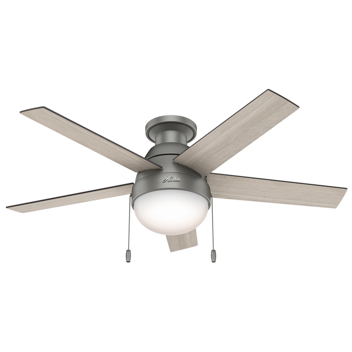 Hunter 46 inch Anslee Low Profile Ceiling Fan with LED Light Kit and Pull Chain Indoor Ceiling Fans Hunter   