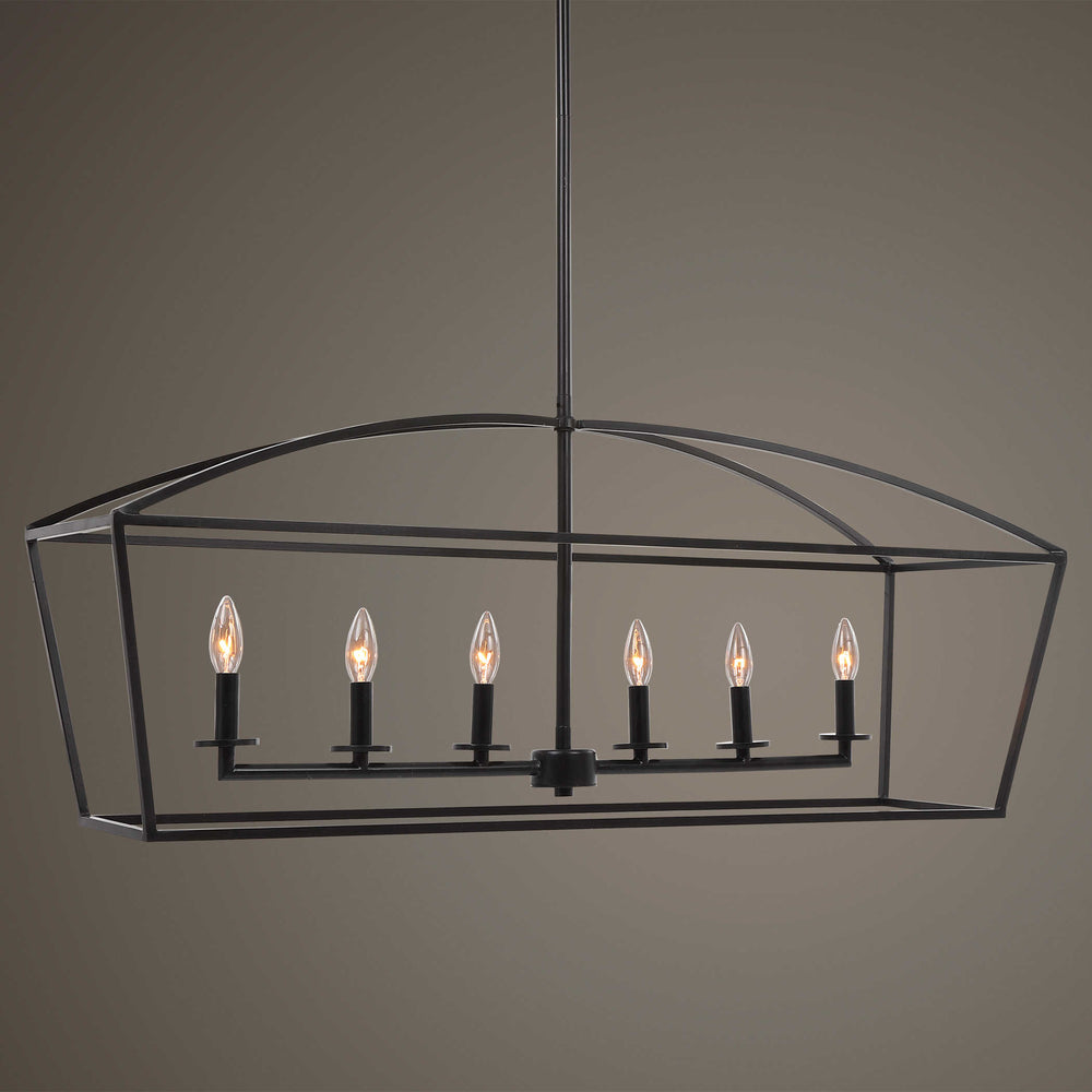 Uttermost Clayton 6 Light Linear Chandelier Pendants Uttermost STEEL  